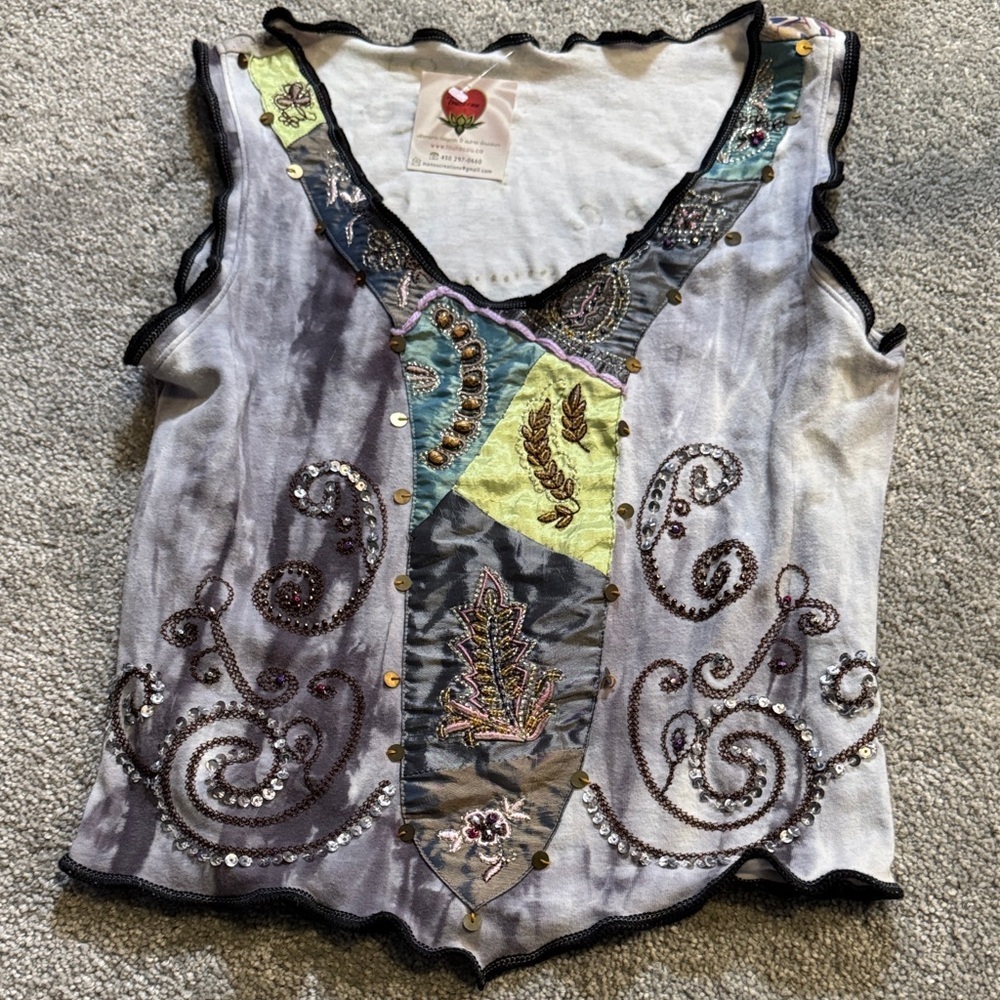 Artistic Patchwork Sleeveless Blouse